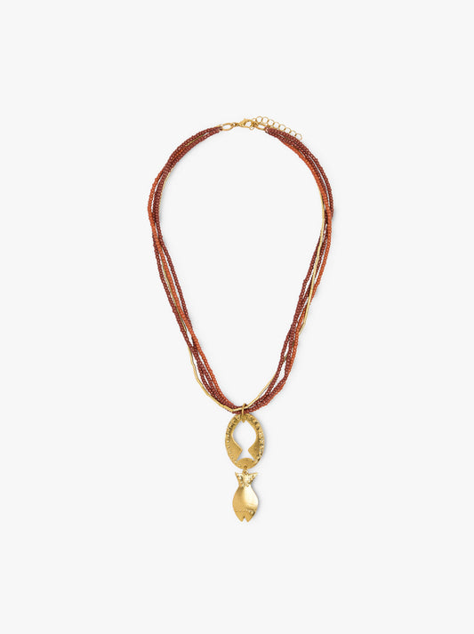 Multi-Collar Of Beads With Fish Pendant