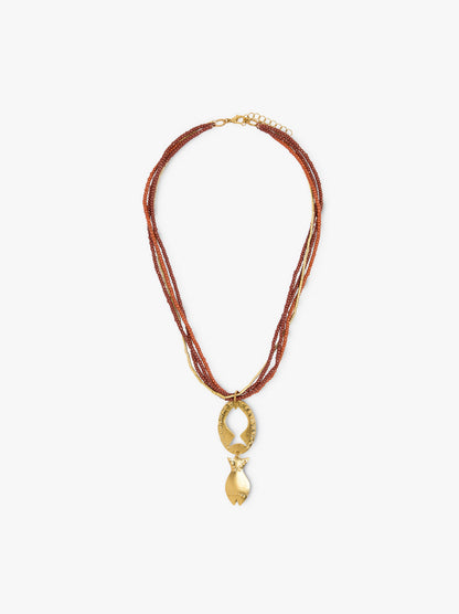 Multi-Collar Of Beads With Fish Pendant
