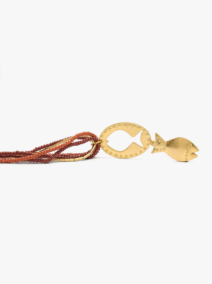 Multi-Collar Of Beads With Fish Pendant