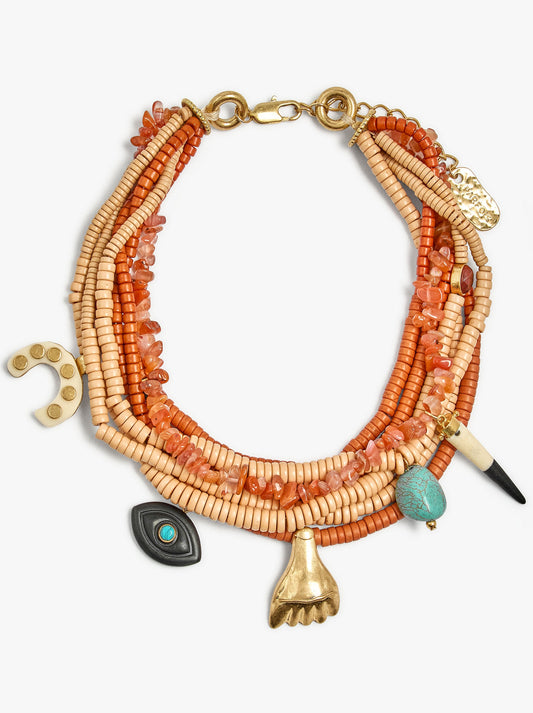 Short Multi-Collar With Stones And Resin