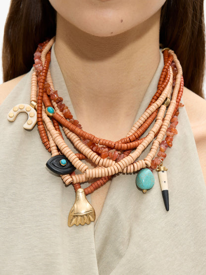 Short Multi-Collar With Stones And Resin