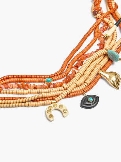 Short Multi-Collar With Stones And Resin