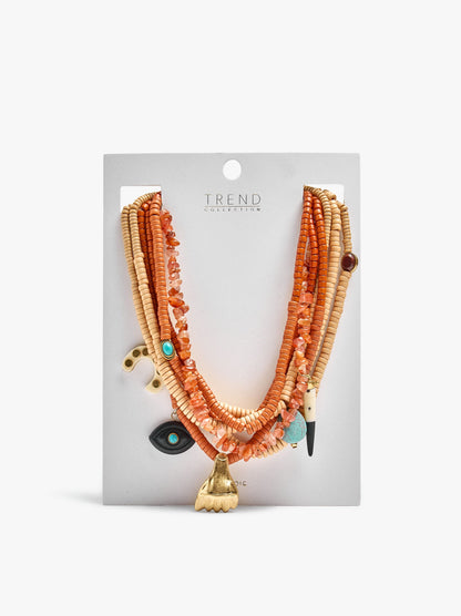 Short Multi-Collar With Stones And Resin