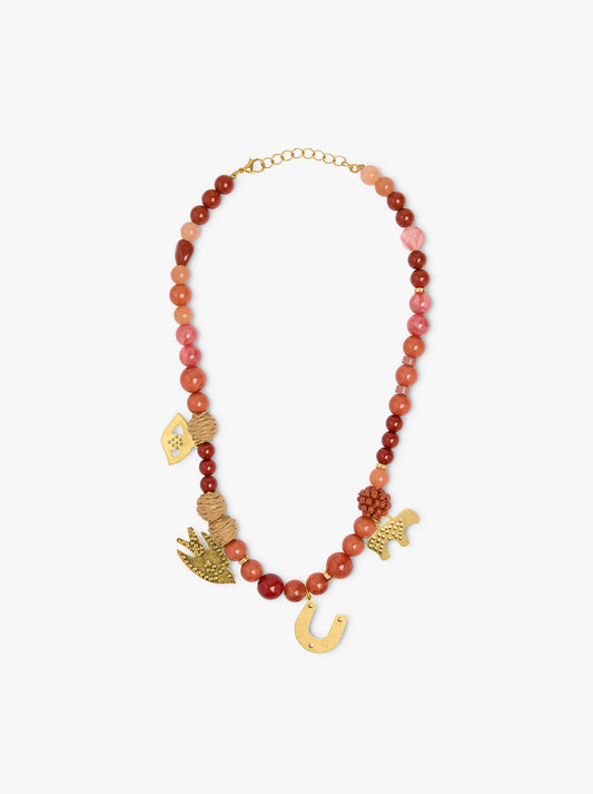 Short Necklace Of Beads With Charms