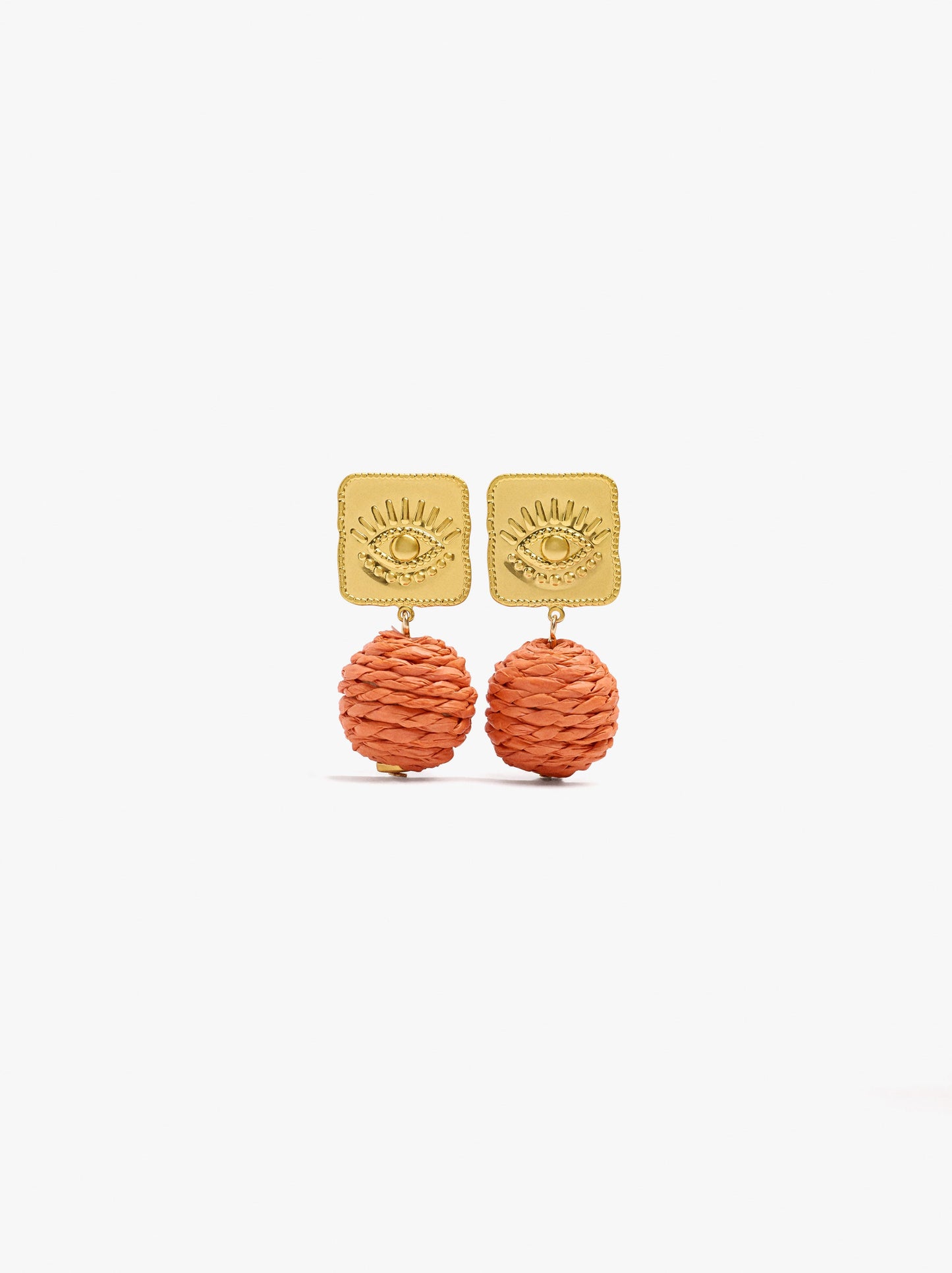 Earring With Sphere Of Raffia