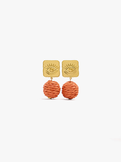 Earring With Sphere Of Raffia