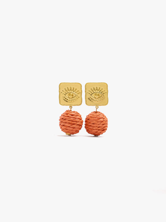 Earring With Sphere Of Raffia