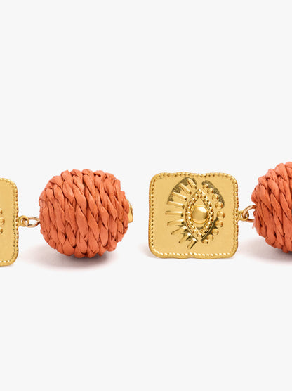 Earring With Sphere Of Raffia