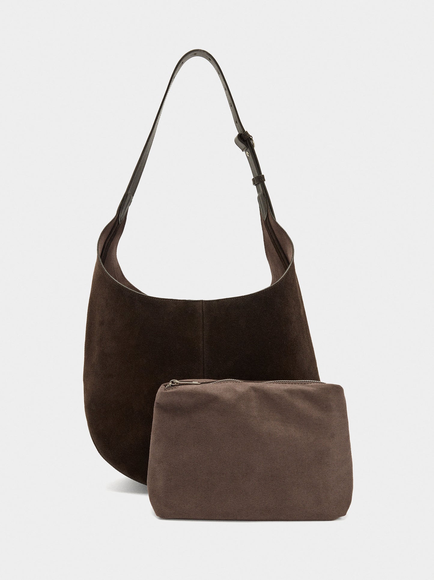 Leather Shoulder Bag With Removable Pouch