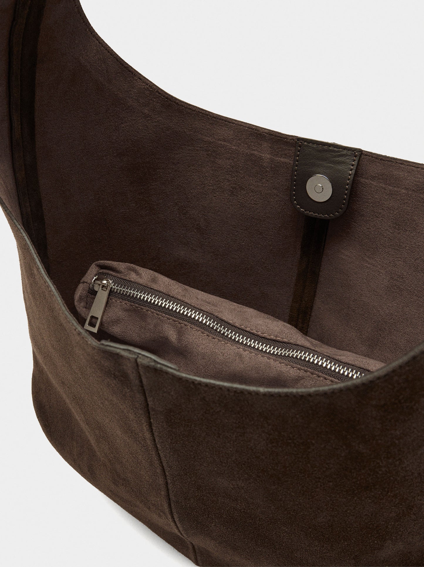 Leather Shoulder Bag With Removable Pouch