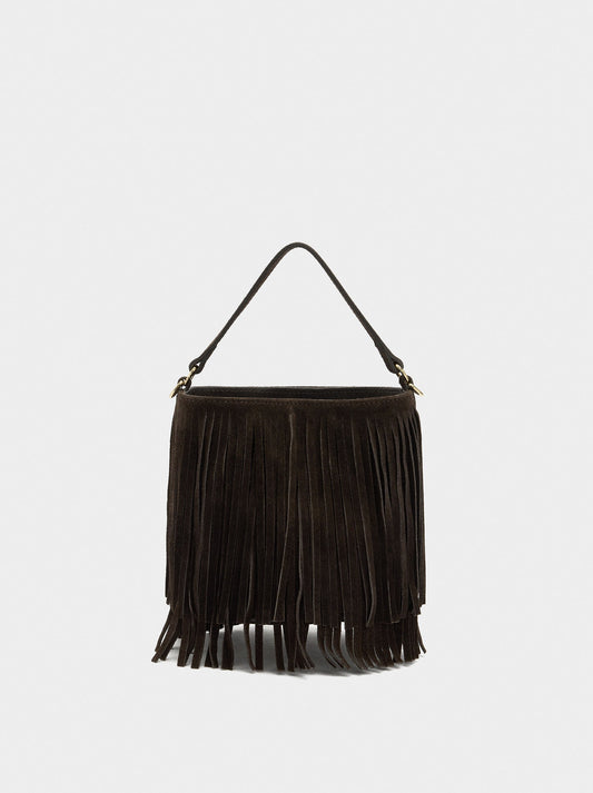 Leather Shoulder Bag With Fringes