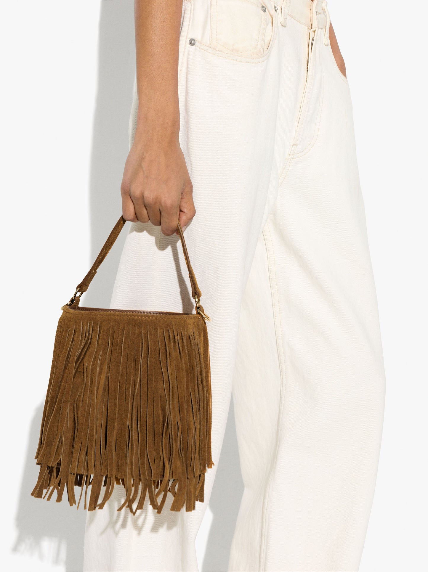 Leather Shoulder Bag With Fringes