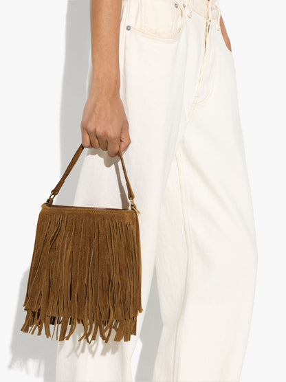 Leather Shoulder Bag With Fringes