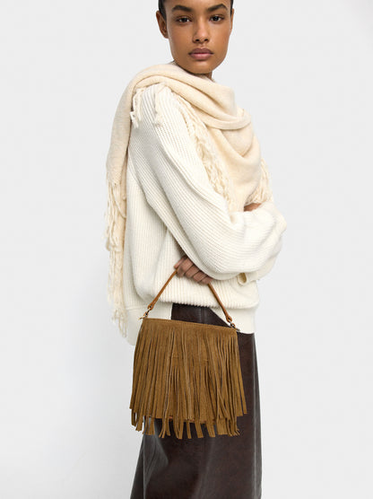 Leather Shoulder Bag With Fringes