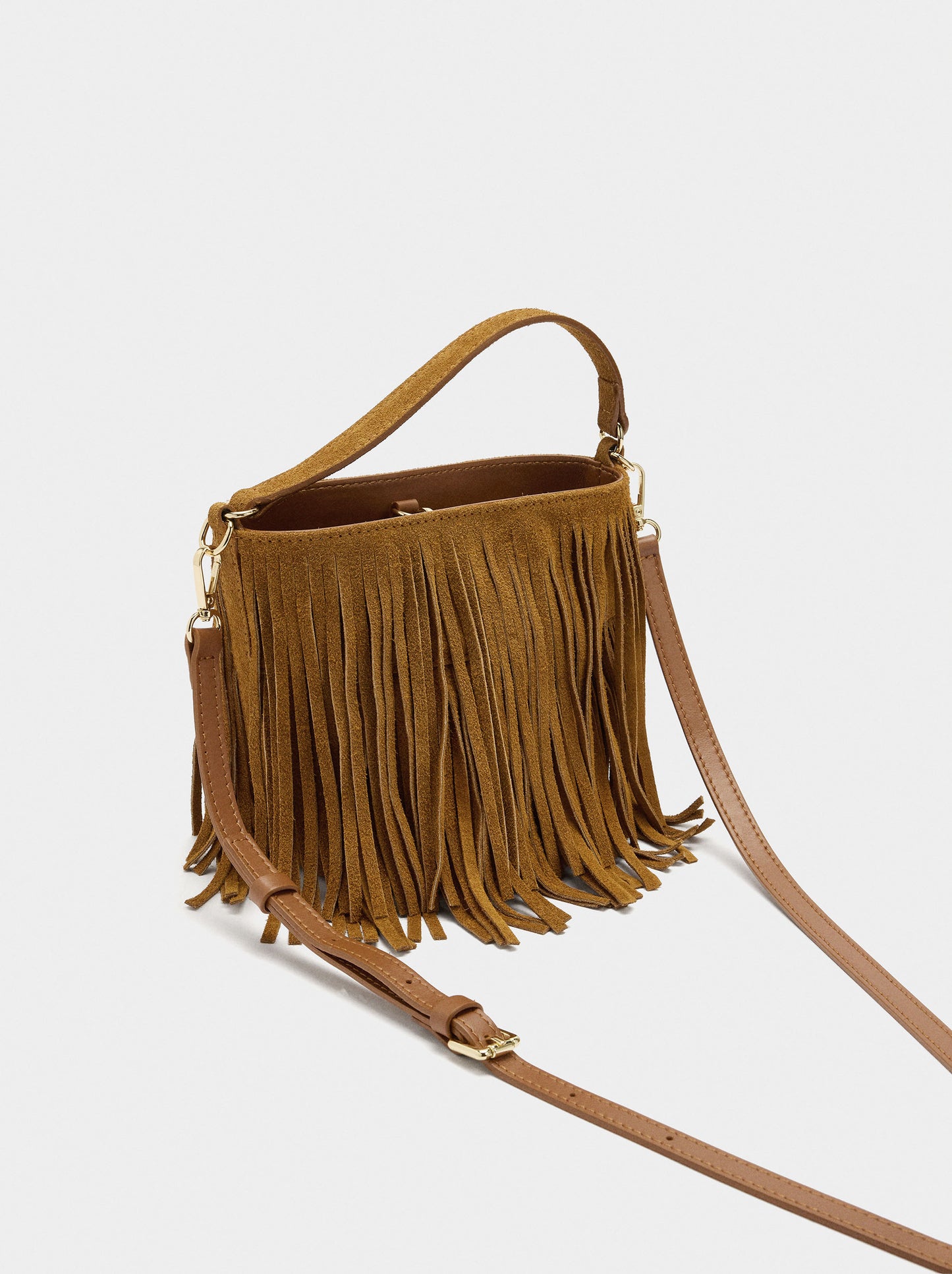 Leather Shoulder Bag With Fringes