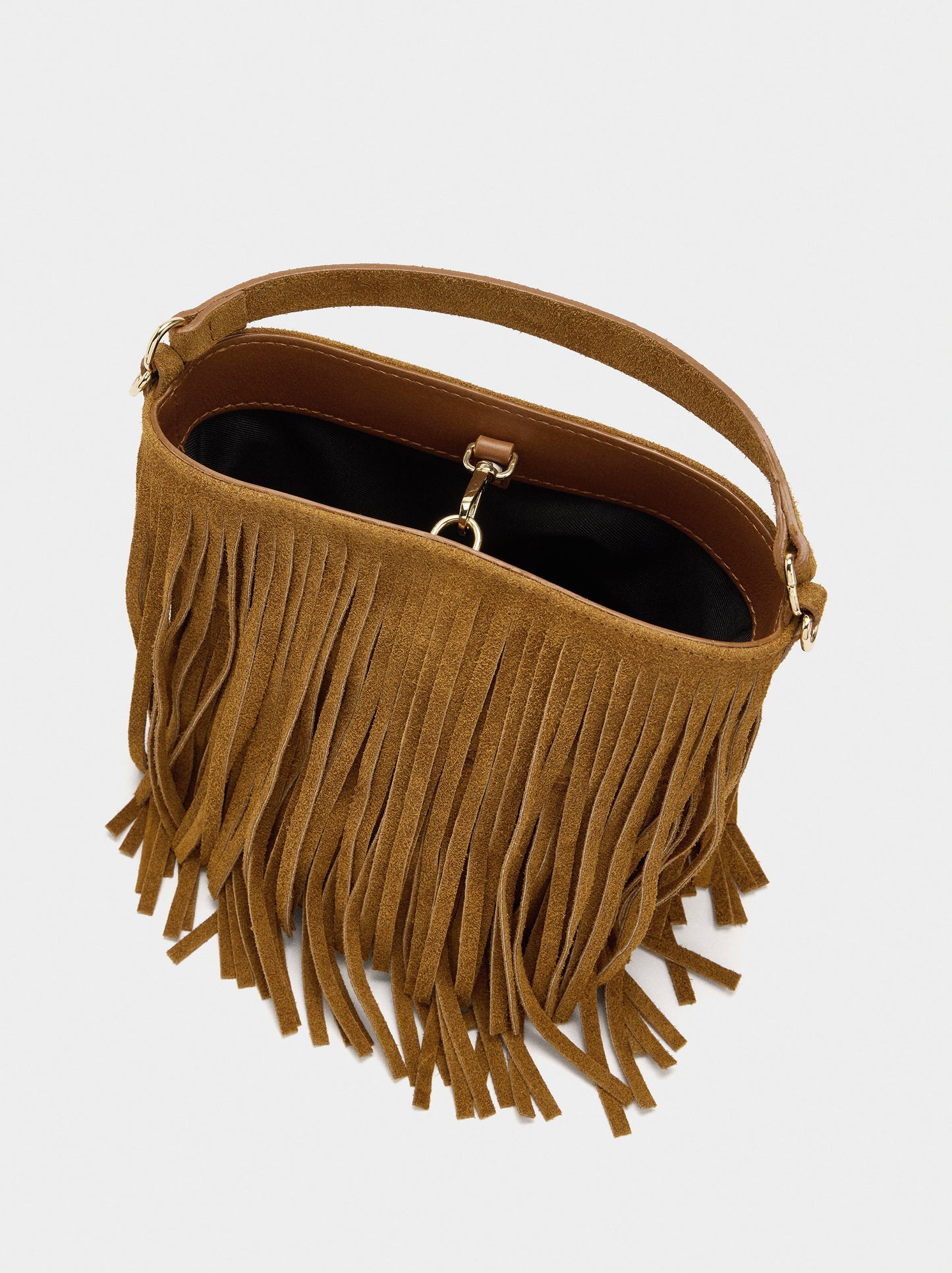 Leather Shoulder Bag With Fringes