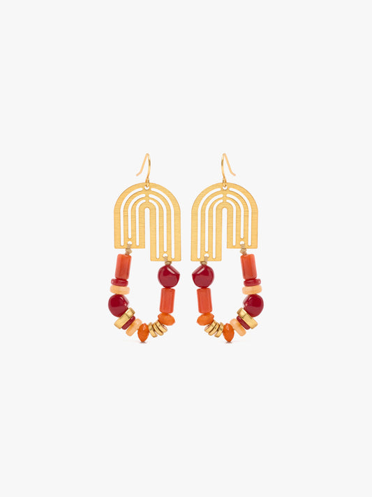 Long Arch Earrings With Stones