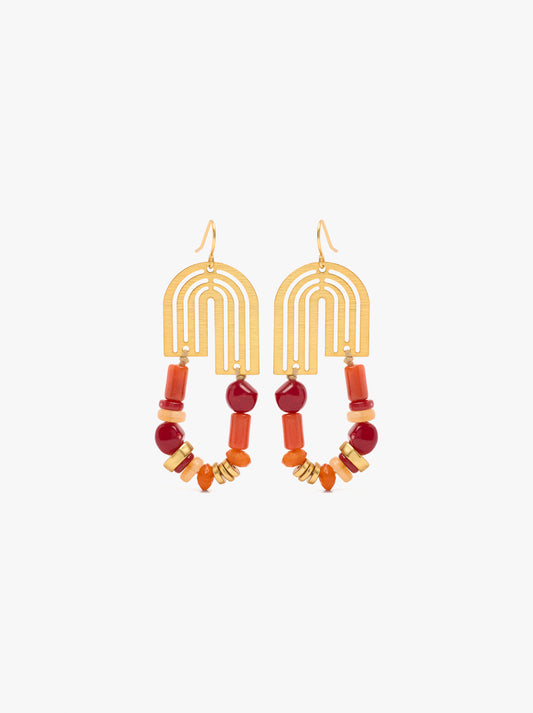 Long Arch Earrings With Stones