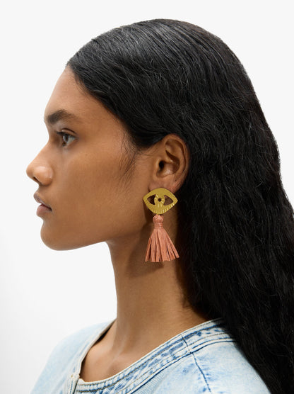 Long Earrings With Raffia