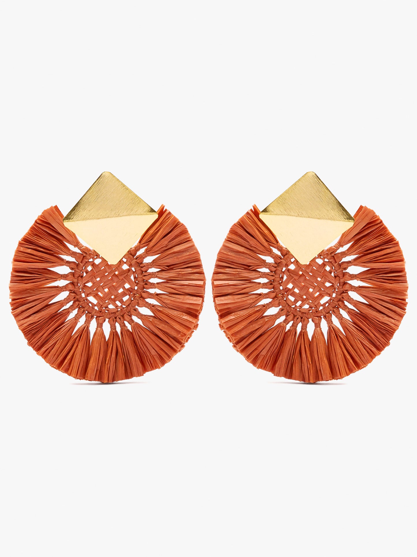 Maxi Round Earrings With Raffia
