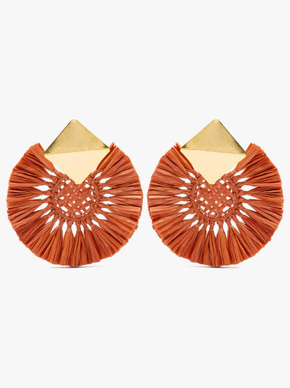 Maxi Round Earrings With Raffia