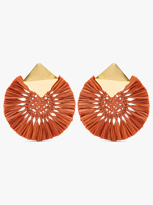 Maxi Round Earrings With Raffia