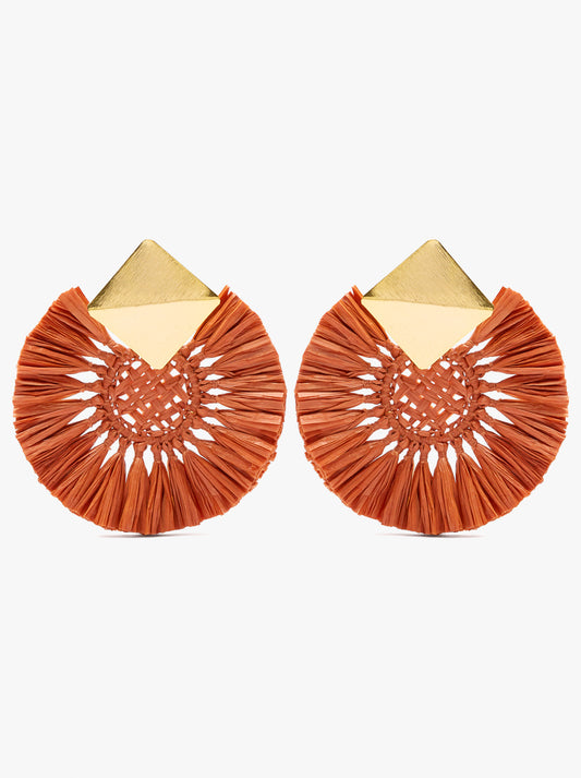 Maxi Round Earrings With Raffia