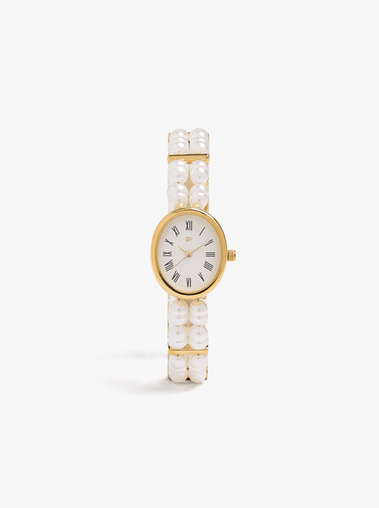 Watch With Multi-Strap Pearl Bracelet