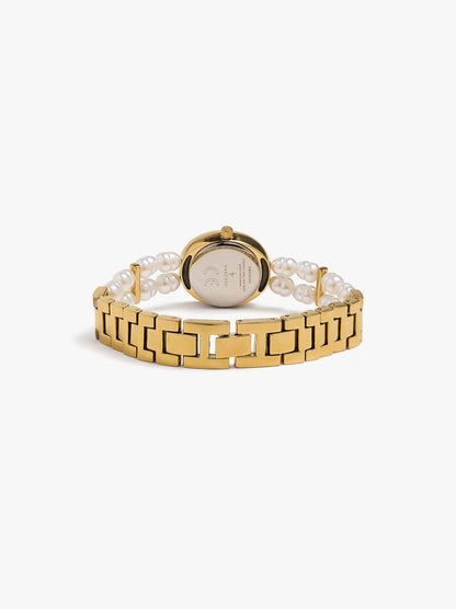 Watch With Multi-Strap Pearl Bracelet