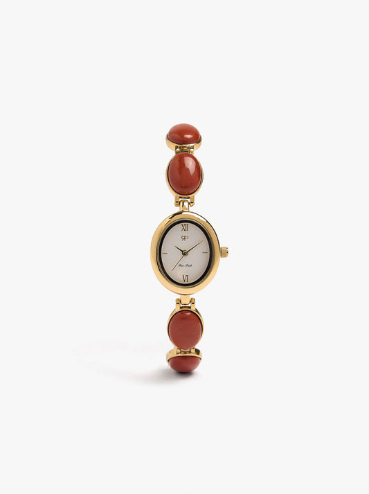 Oval Watch With Stone Bracelet