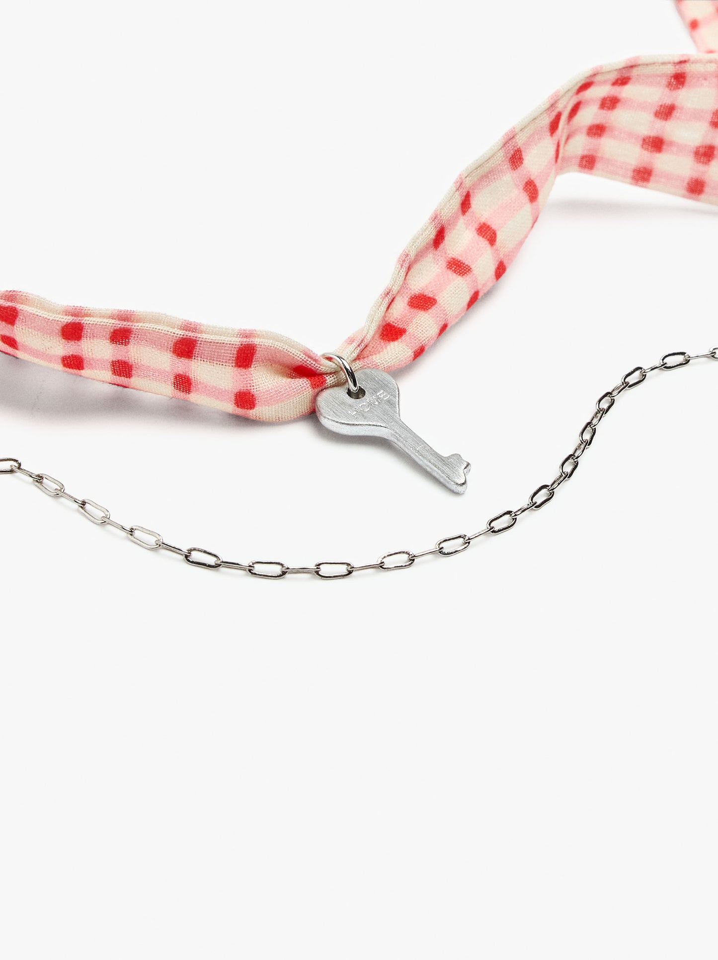 Necklace In Fabric With Heart-Key Charm