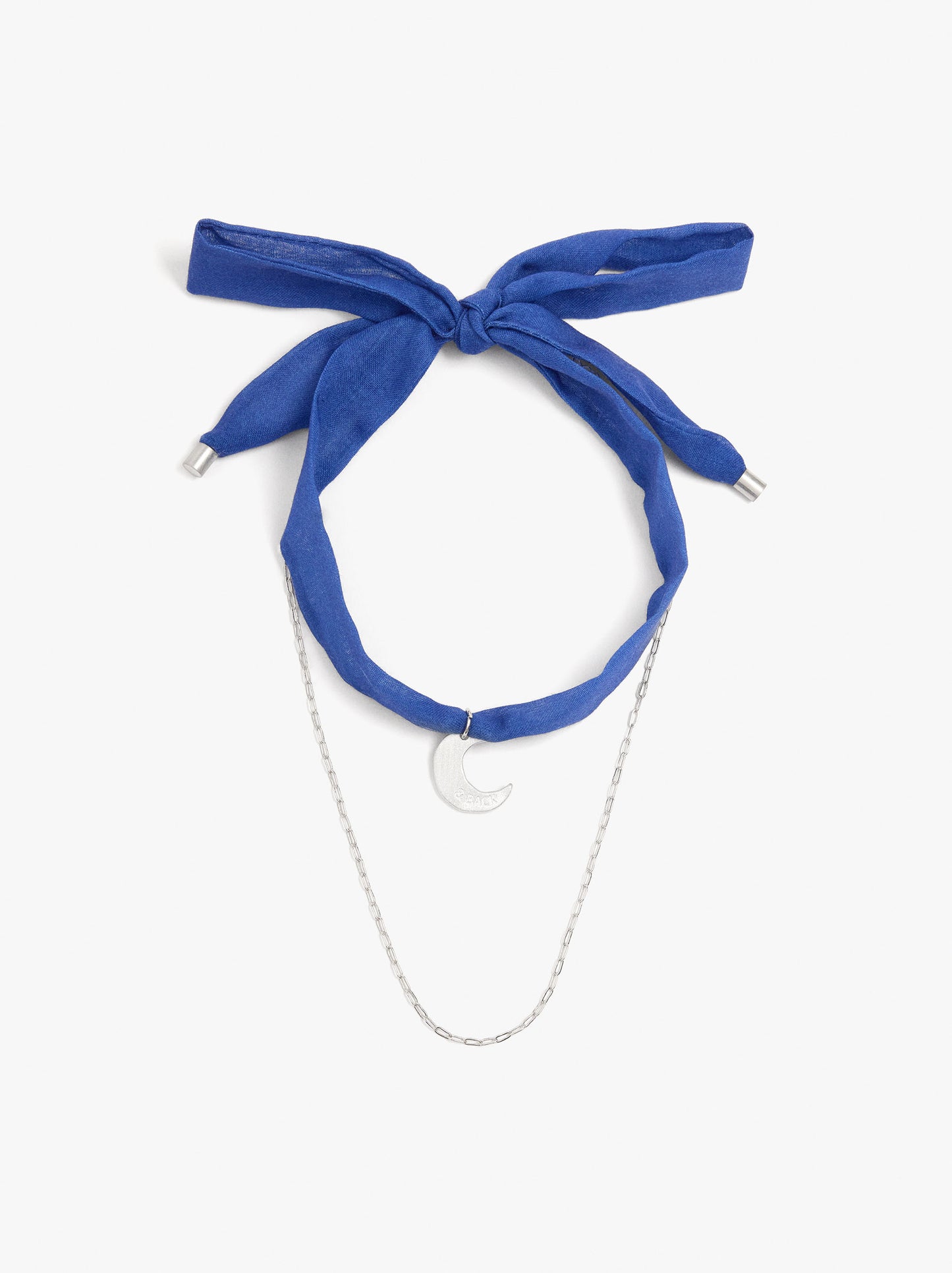 Necklace In Fabric With Moon Charm