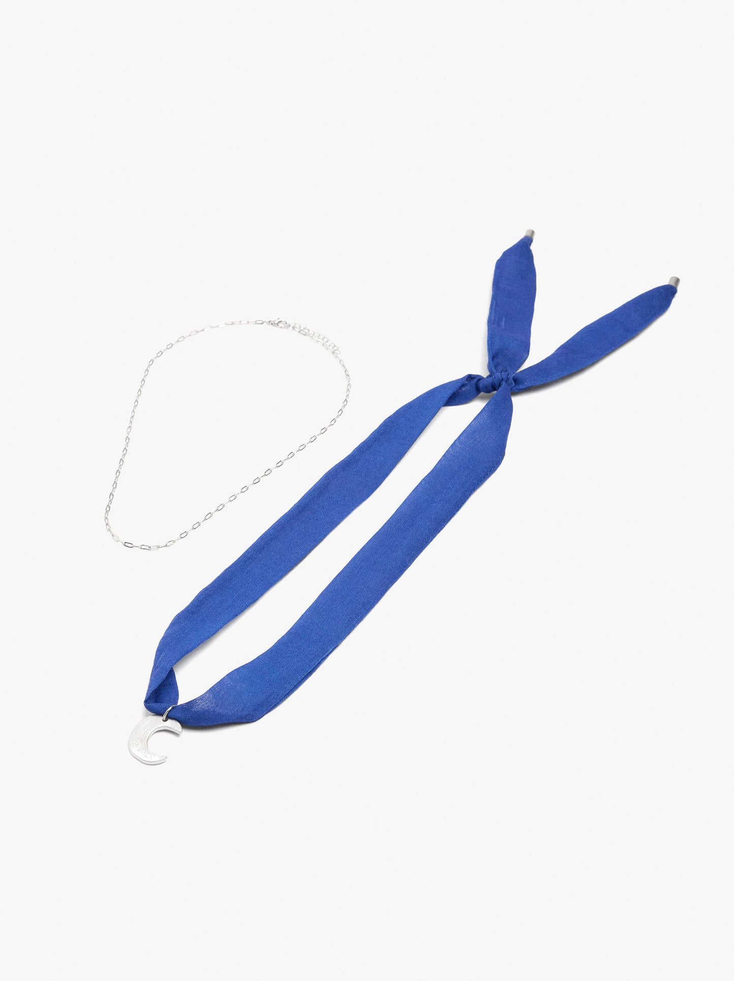 Necklace In Fabric With Moon Charm