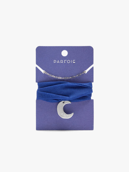 Necklace In Fabric With Moon Charm