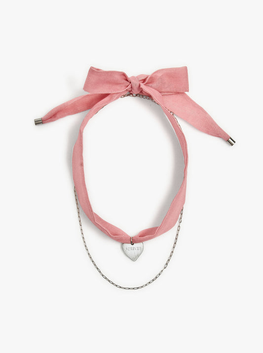 Necklace In Fabric With Heart Charm