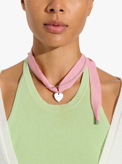 Necklace In Fabric With Heart Charm