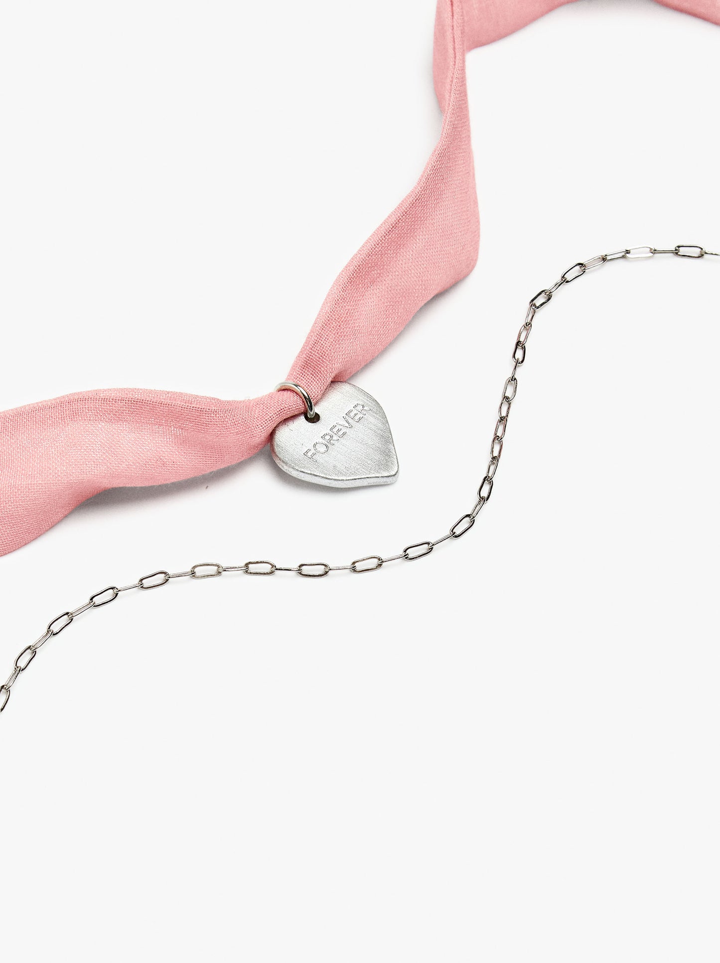 Necklace In Fabric With Heart Charm