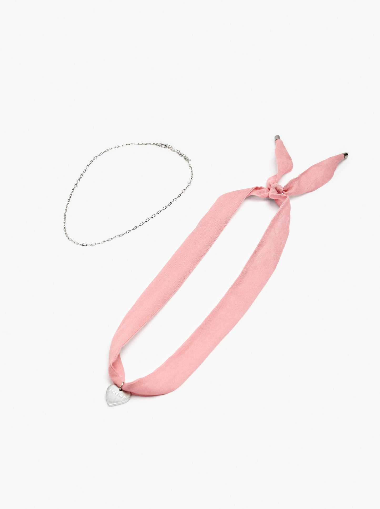 Necklace In Fabric With Heart Charm