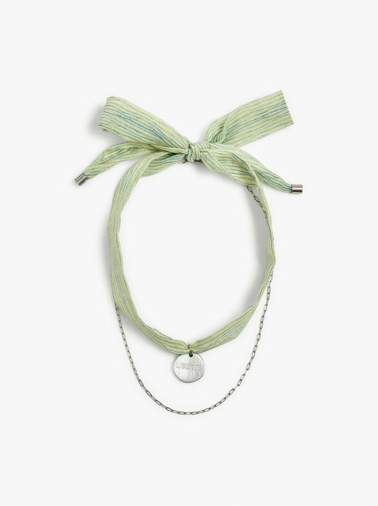 Necklace In Fabric With Medal Charm