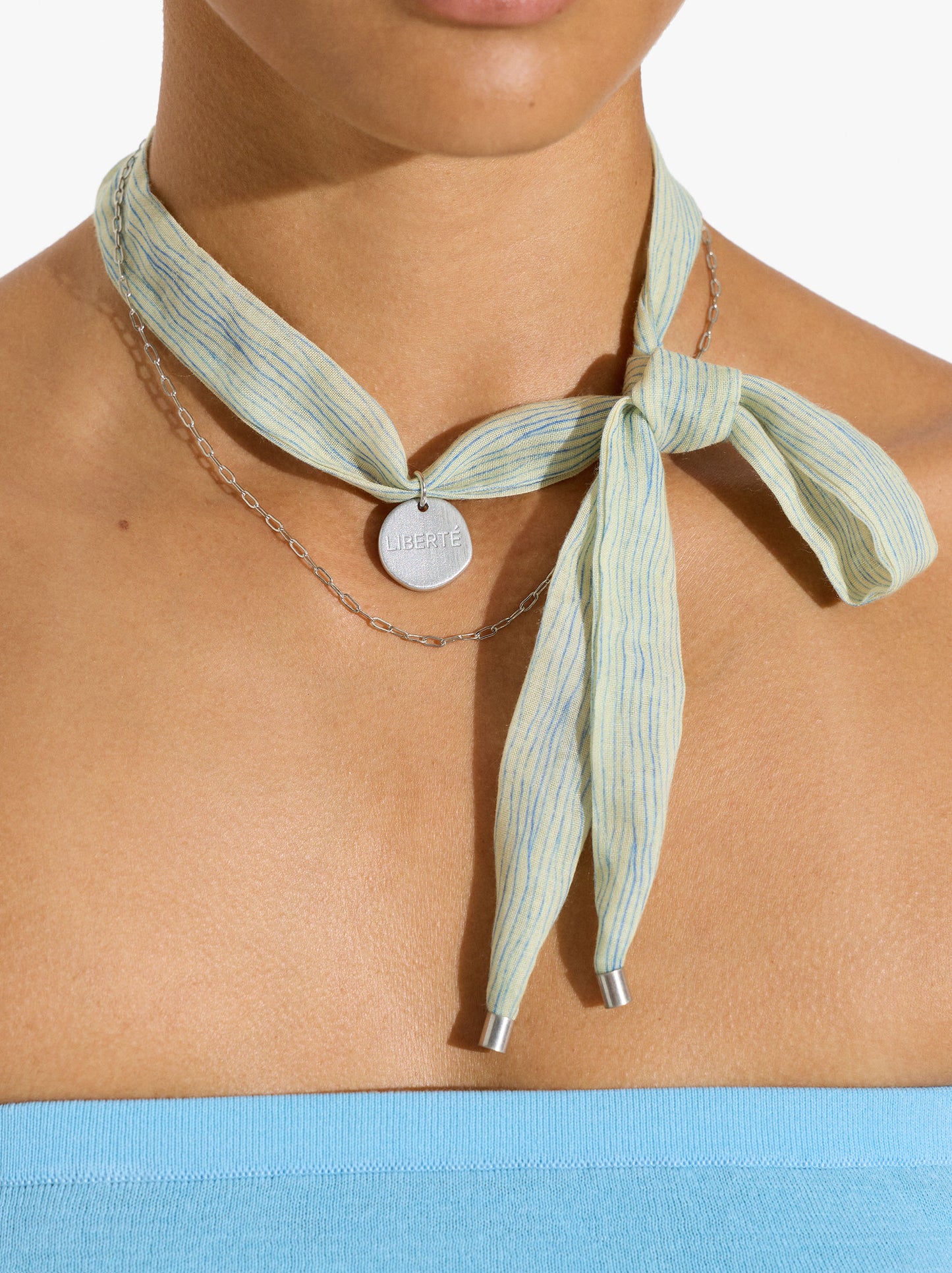 Necklace In Fabric With Medal Charm