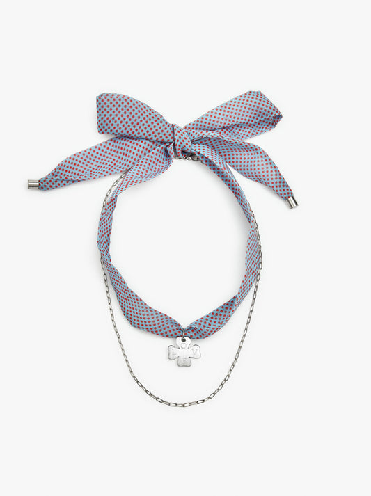 Necklace In Fabric With Clover Charm