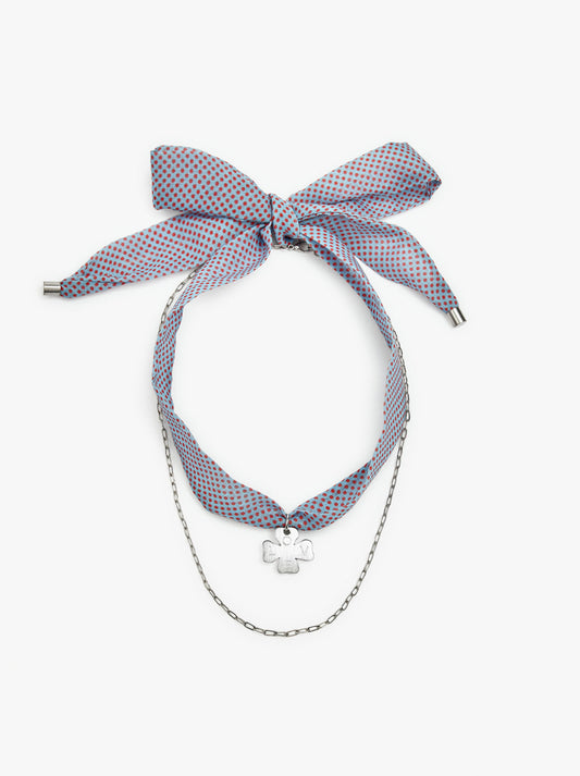 Necklace In Fabric With Clover Charm