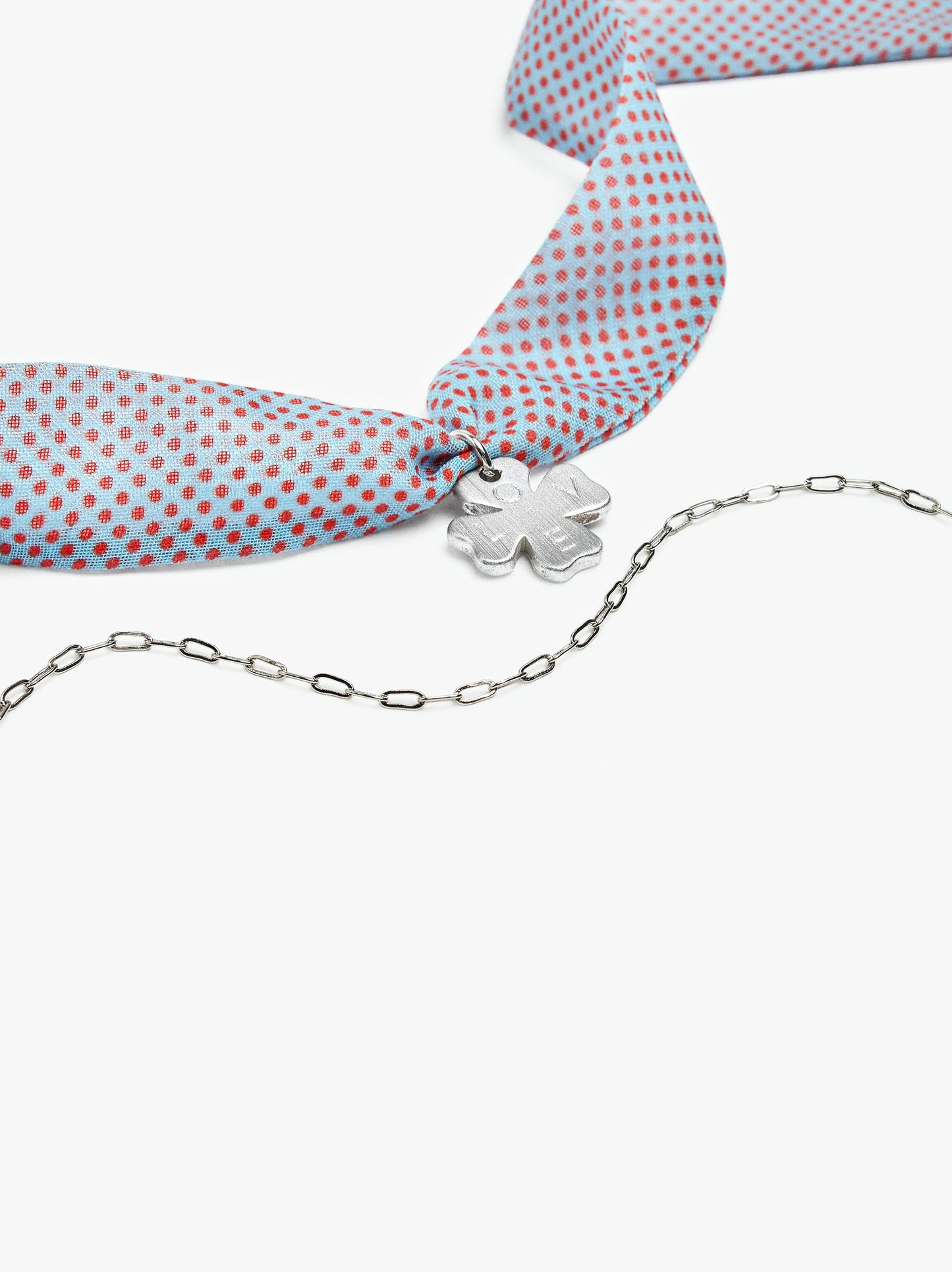 Necklace In Fabric With Clover Charm