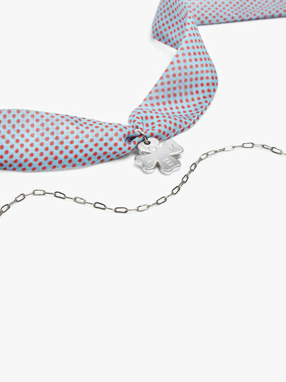 Necklace In Fabric With Clover Charm