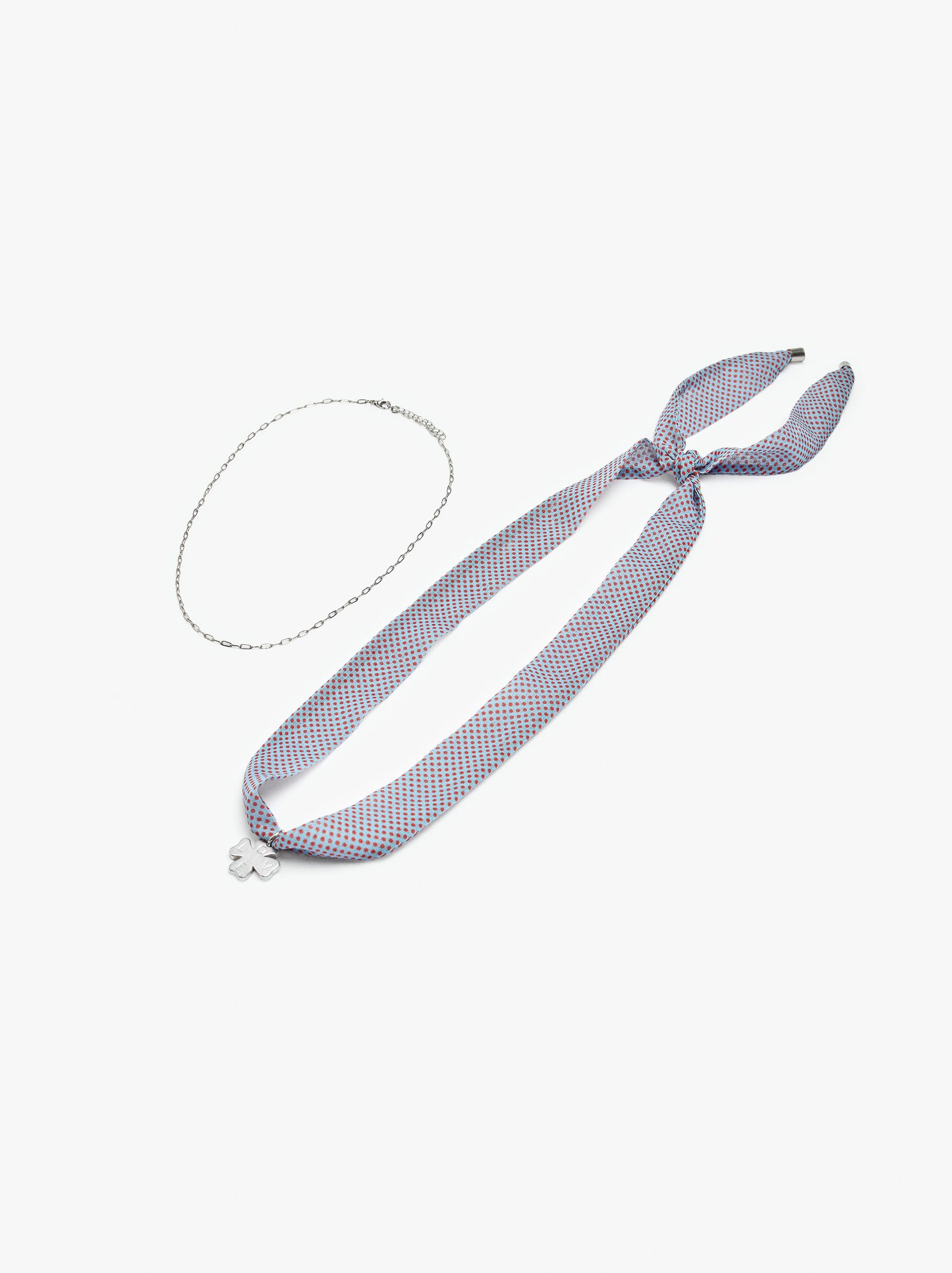 Necklace In Fabric With Clover Charm