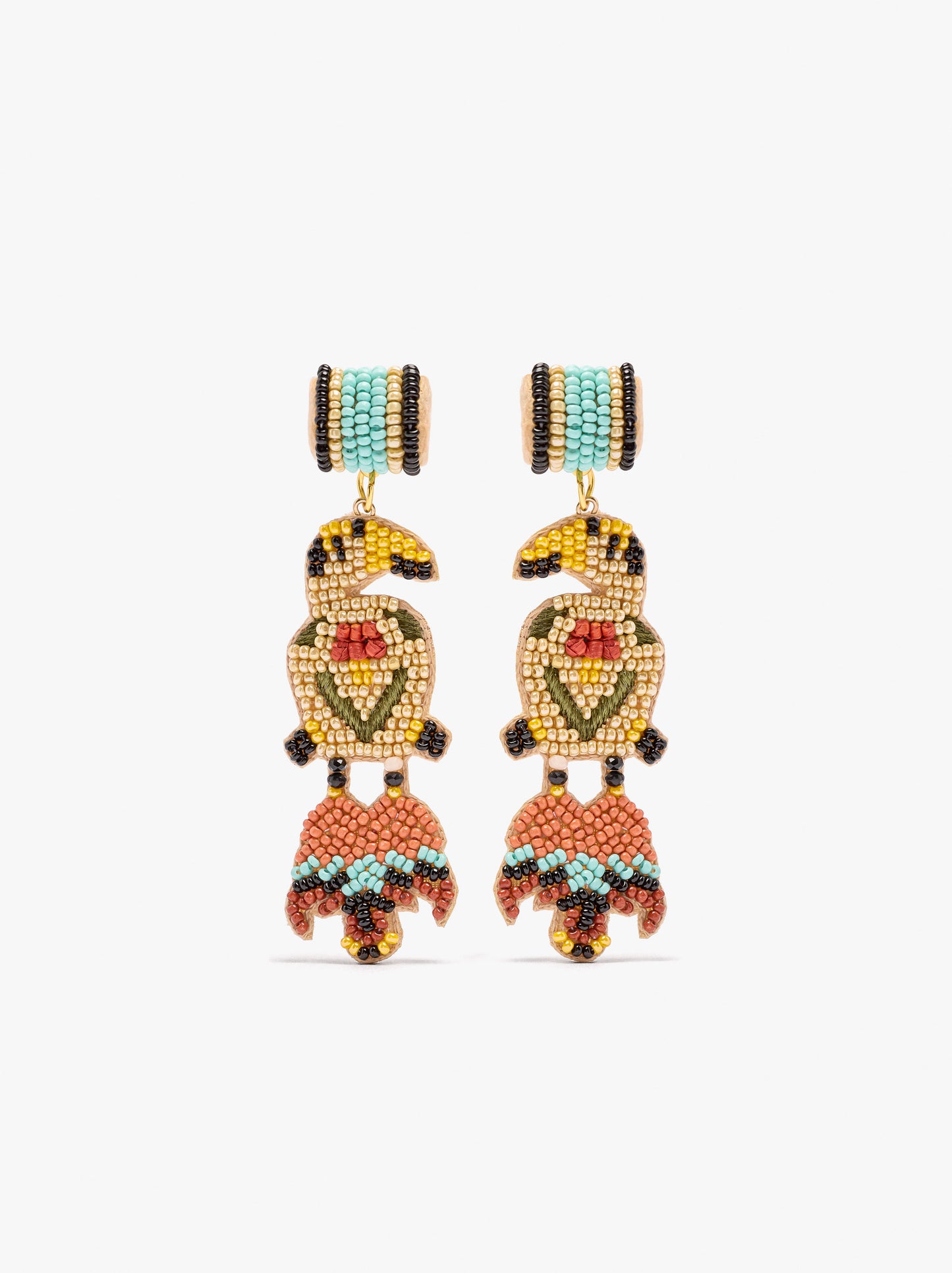 Long Earrings With Bird Beads
