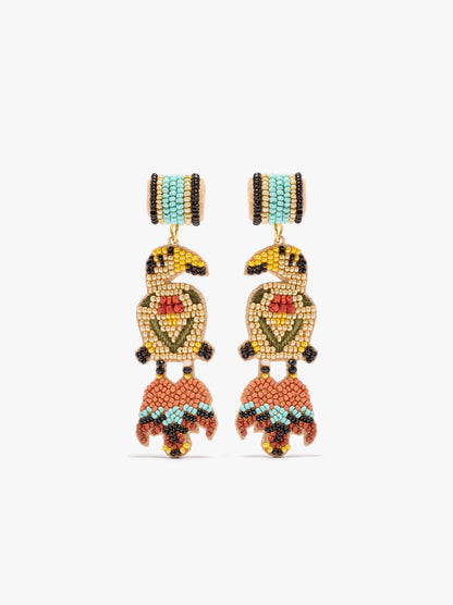 Long Earrings With Bird Beads