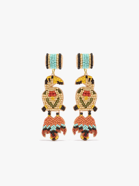 Long Earrings With Bird Beads