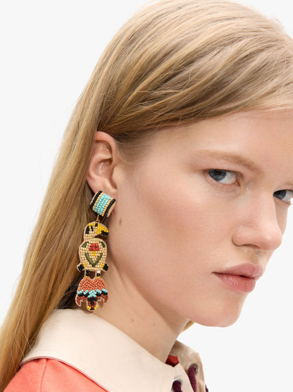 Long Earrings With Bird Beads