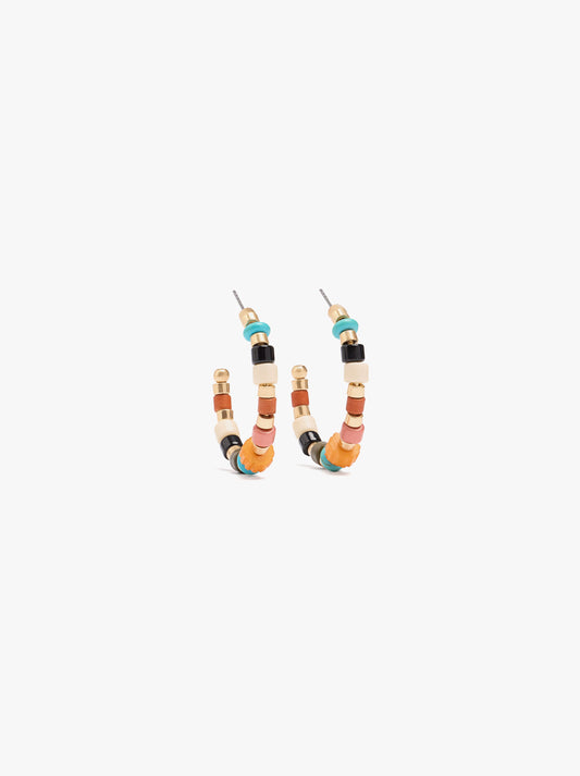 Open Hoop Earrings With Multicolor Beads